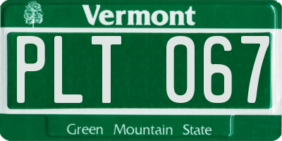 VT license plate PLT067