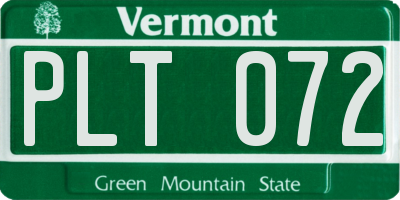 VT license plate PLT072