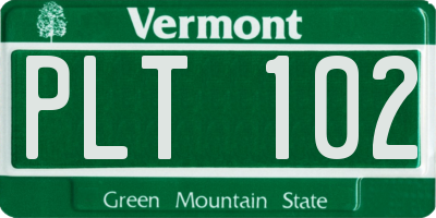 VT license plate PLT102