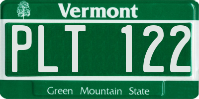 VT license plate PLT122