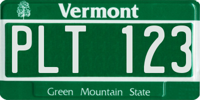 VT license plate PLT123