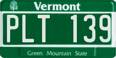 VT license plate PLT139