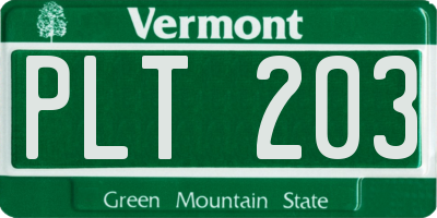 VT license plate PLT203