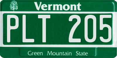 VT license plate PLT205