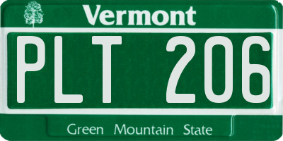 VT license plate PLT206