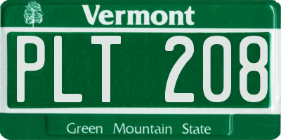 VT license plate PLT208