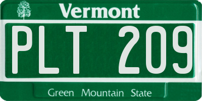 VT license plate PLT209
