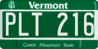 VT license plate PLT216