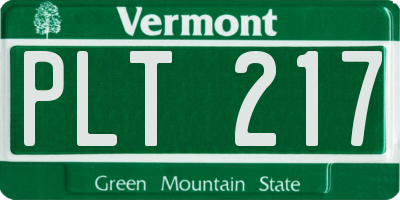 VT license plate PLT217