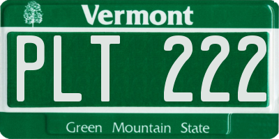 VT license plate PLT222
