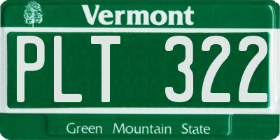 VT license plate PLT322