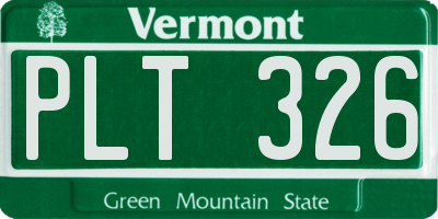 VT license plate PLT326