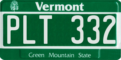 VT license plate PLT332