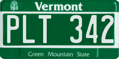 VT license plate PLT342