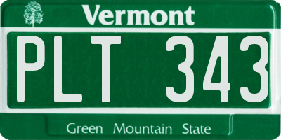 VT license plate PLT343