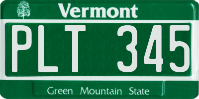 VT license plate PLT345