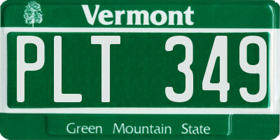 VT license plate PLT349