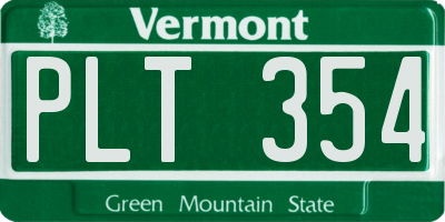 VT license plate PLT354