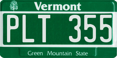 VT license plate PLT355