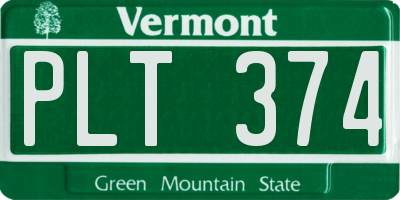 VT license plate PLT374