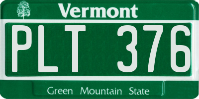VT license plate PLT376