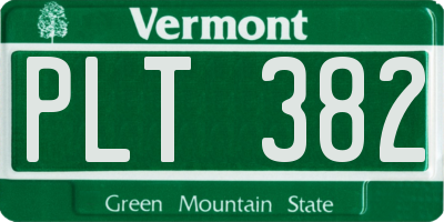 VT license plate PLT382