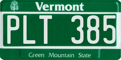 VT license plate PLT385