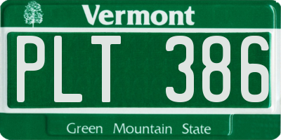 VT license plate PLT386