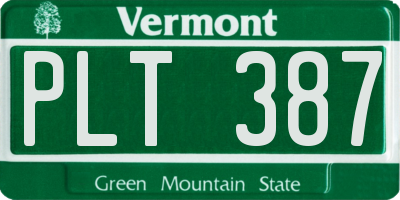 VT license plate PLT387
