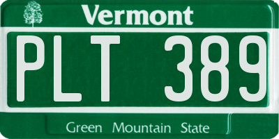 VT license plate PLT389