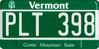 VT license plate PLT398