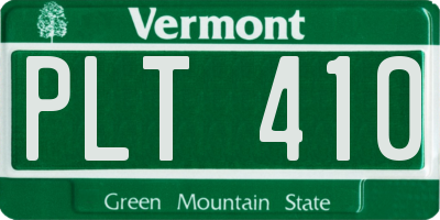 VT license plate PLT410