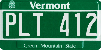 VT license plate PLT412