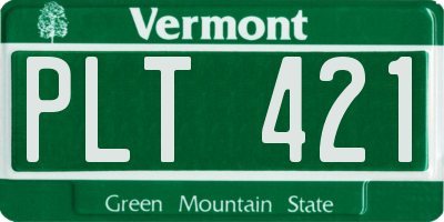 VT license plate PLT421