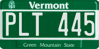 VT license plate PLT445