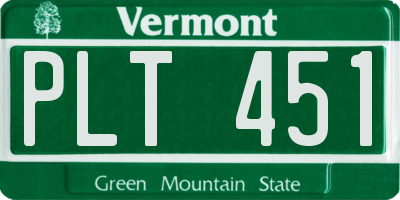 VT license plate PLT451