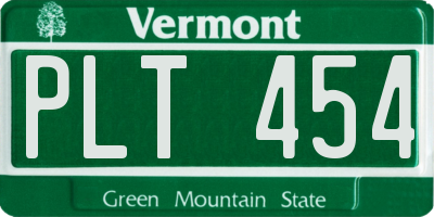 VT license plate PLT454