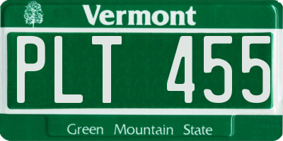 VT license plate PLT455