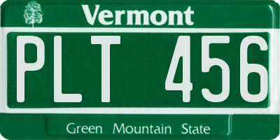 VT license plate PLT456