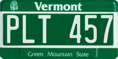 VT license plate PLT457