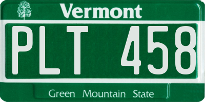 VT license plate PLT458