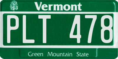 VT license plate PLT478