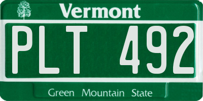 VT license plate PLT492