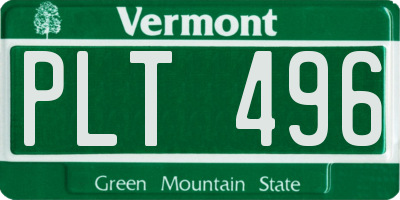 VT license plate PLT496