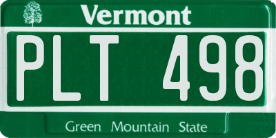 VT license plate PLT498