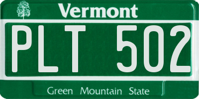 VT license plate PLT502