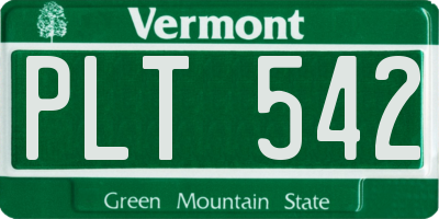 VT license plate PLT542