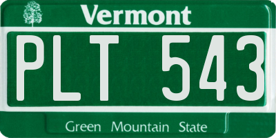 VT license plate PLT543
