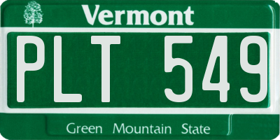 VT license plate PLT549