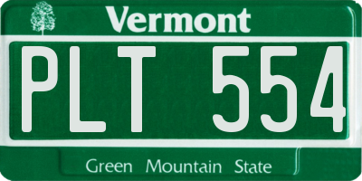 VT license plate PLT554
